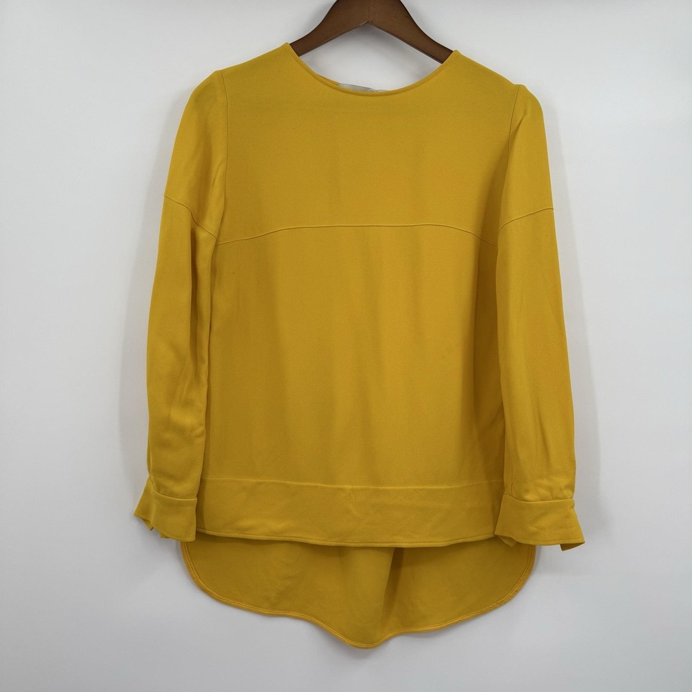 Stella McCartney Tunic Shirt Top Womens Medium Yellow Long Sleeve Zip Back